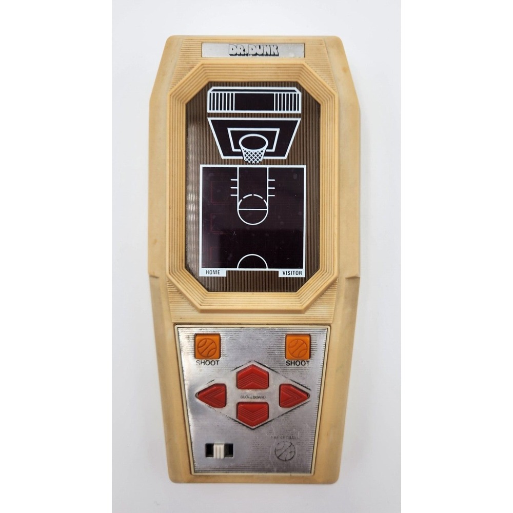 Dr. Dunk Hand Held Video Game Working Vintage Basketball Hoops Net Ball Athletic